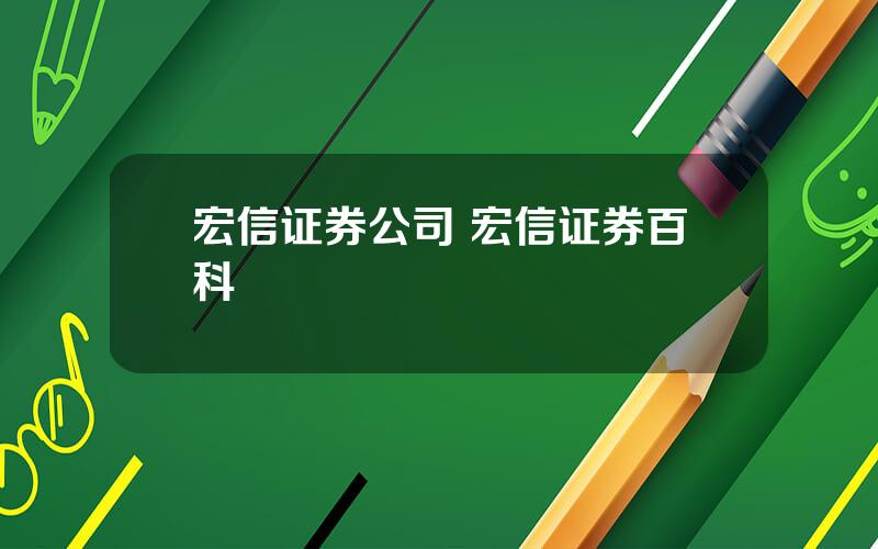 宏信证券公司 宏信证券百科